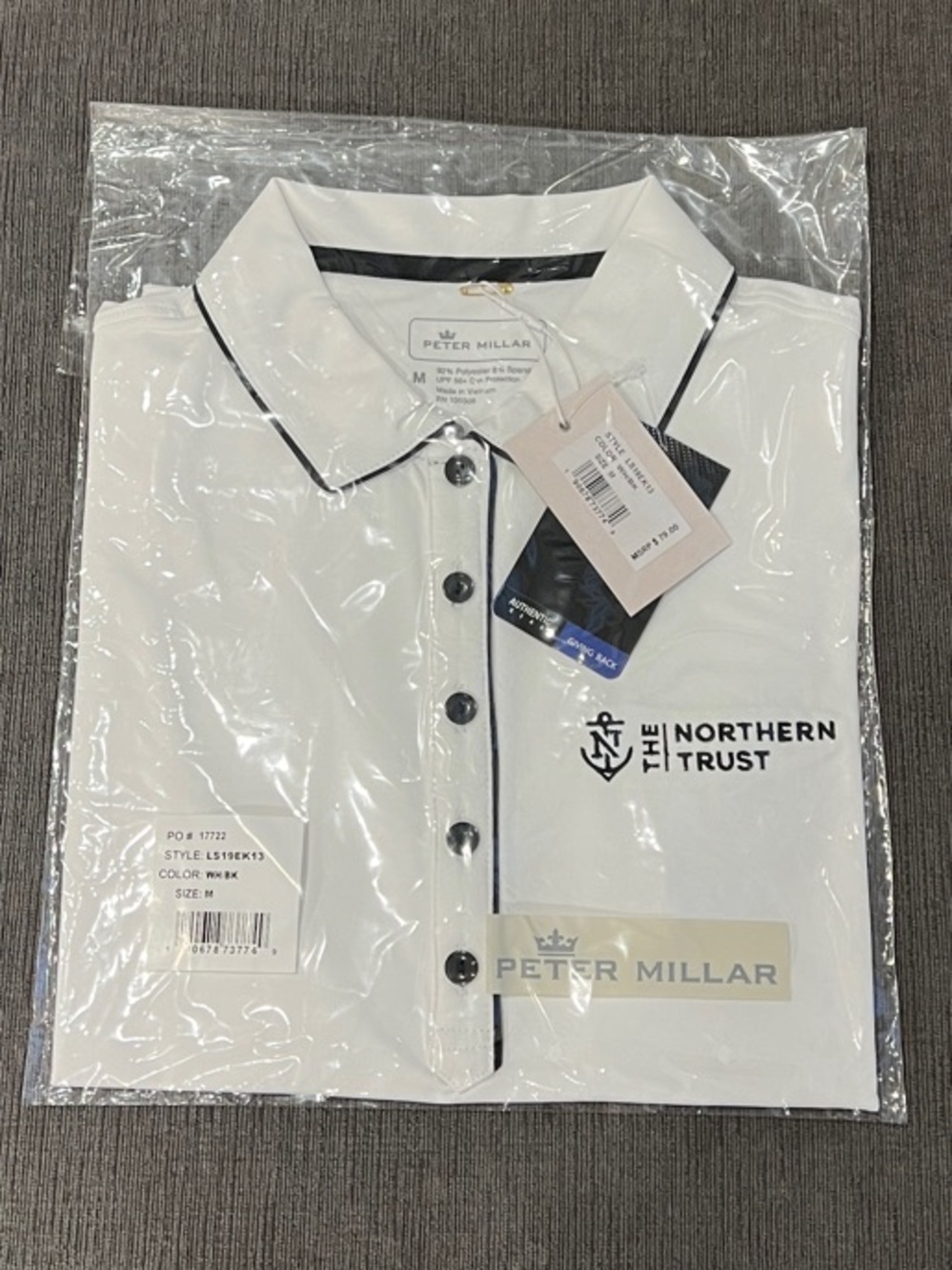 NWT Women’s Peter Millar White Polo with Black Contrast Trim Size Medium